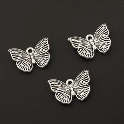 50pcs Silver Color 18x13mm Small Butterfly Charms Flying Animals Garden Pendant For DIY Handmade Metal Jewelry Making Accessorie