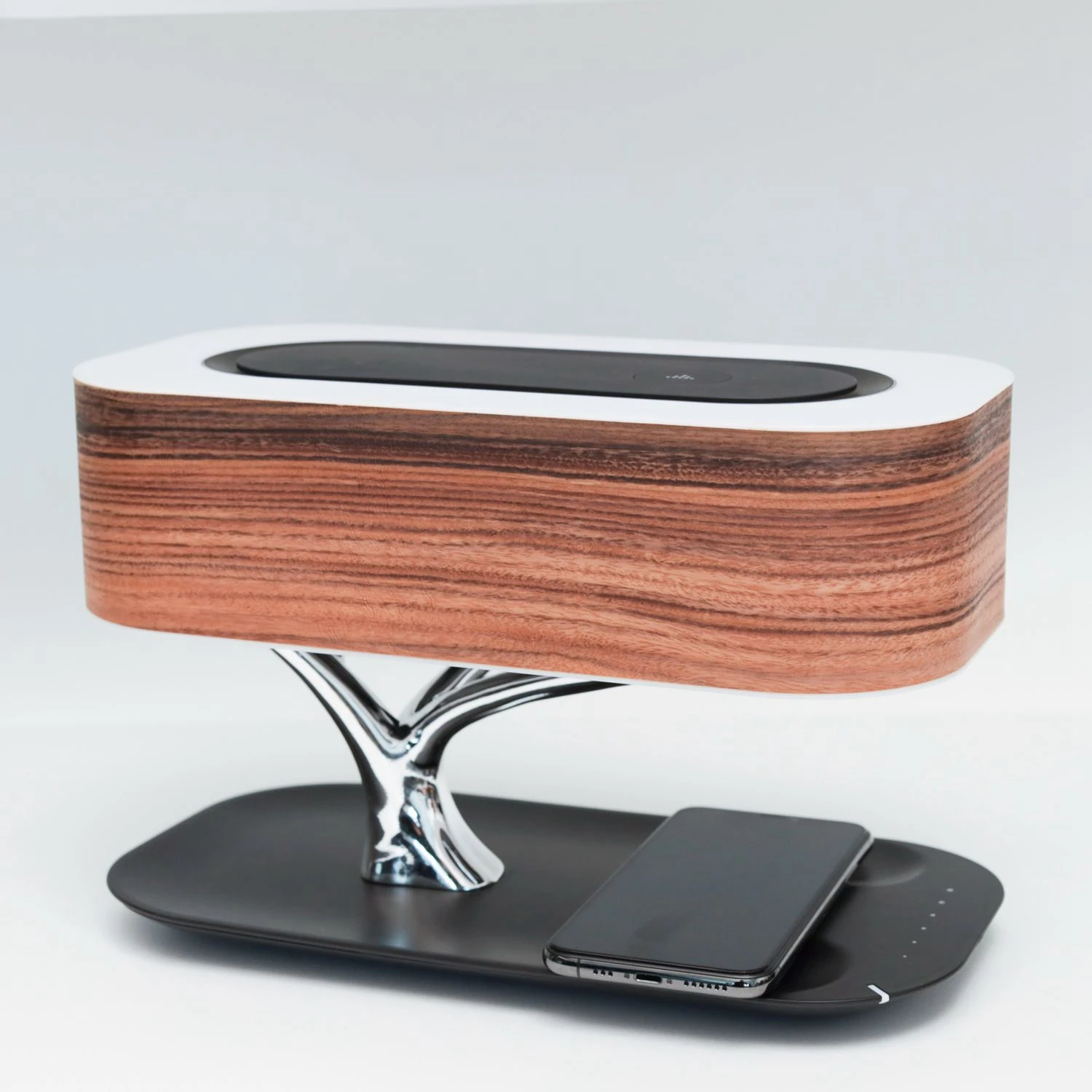 Dorui Modern Wooden Bedroom Desk Lamp Smart Wireless Charging LED Touch Control Dimmable Music Phone Charger Flexible AC Power