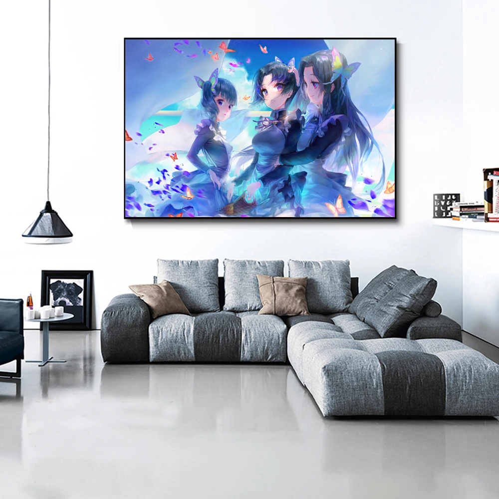 Demon Slayer: Kimetsu No Yaiba Tanjirou Nezuko Anime Poster Kochou Shinobu Posters Home Room Art Wall Canvas Painting