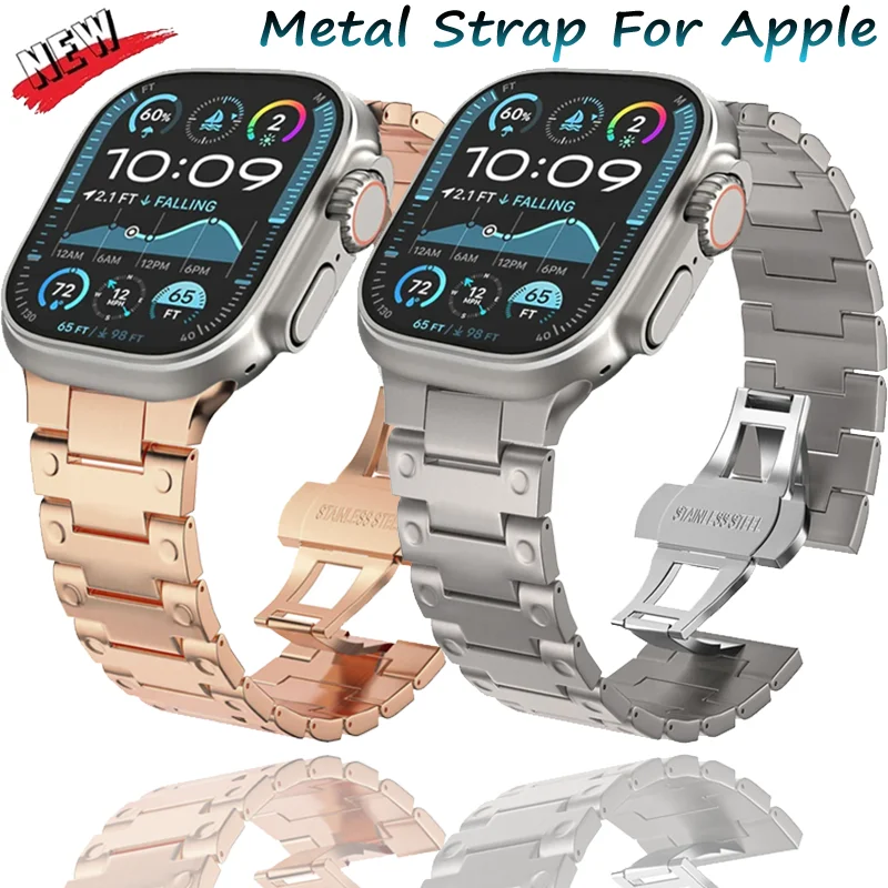 

Metal Band For Apple Watch Ultra 2 49mm 11 10 9 8 7 6 5 SE Luxurious Breathable Wristband For iWatch 46mm 42mm 44mm 40/45/41mm