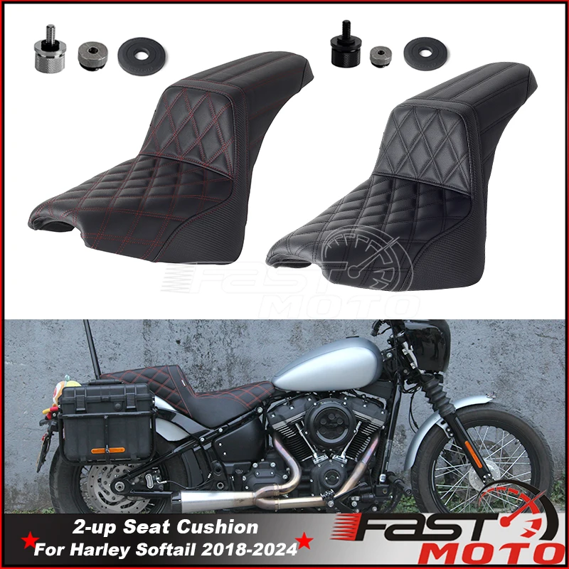 Custom Driver & Passenger 2-Up Seat Weave Pattern Seat For Harley Street Bob FXBB Heritage Classic 18-24 Motorcycle Accessories