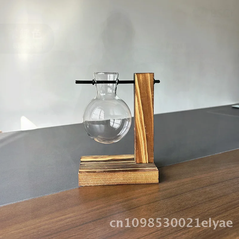 

Creative Hydroponic Plant Vase Wooden Frame Transparent Desktop Flower Arranging Container Modern Living Room Home Decor