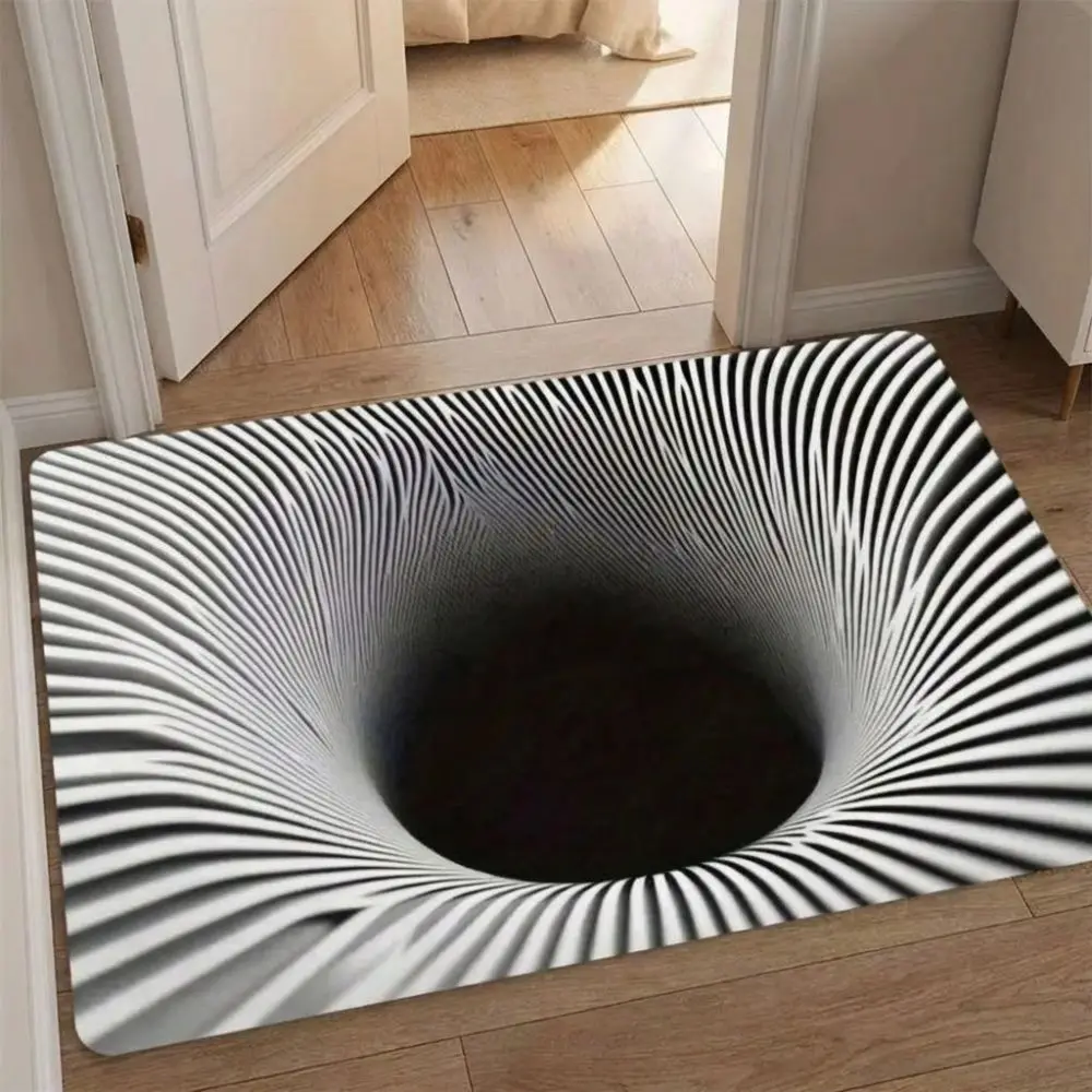 3D Flat Optical Illusion Doormat Non-slip Water-absorbing Bathroom Carpet Abrasion-resistant Durable Bedroom Door Rug Home