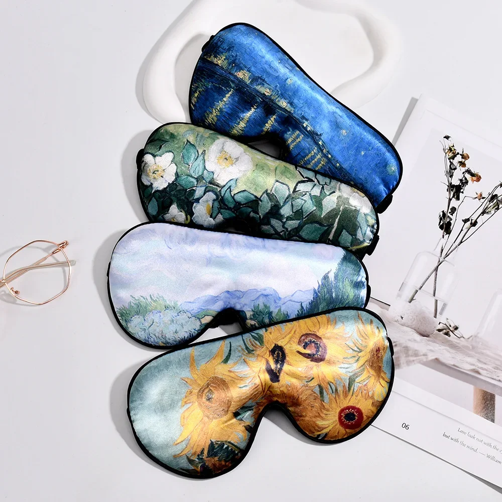 Van Gogh Printing Eye Mask Sunflower Shading Sleep Eye Mask Retro Portable High Beauty Eye Mask Wholesale Eyepatches 수면안대