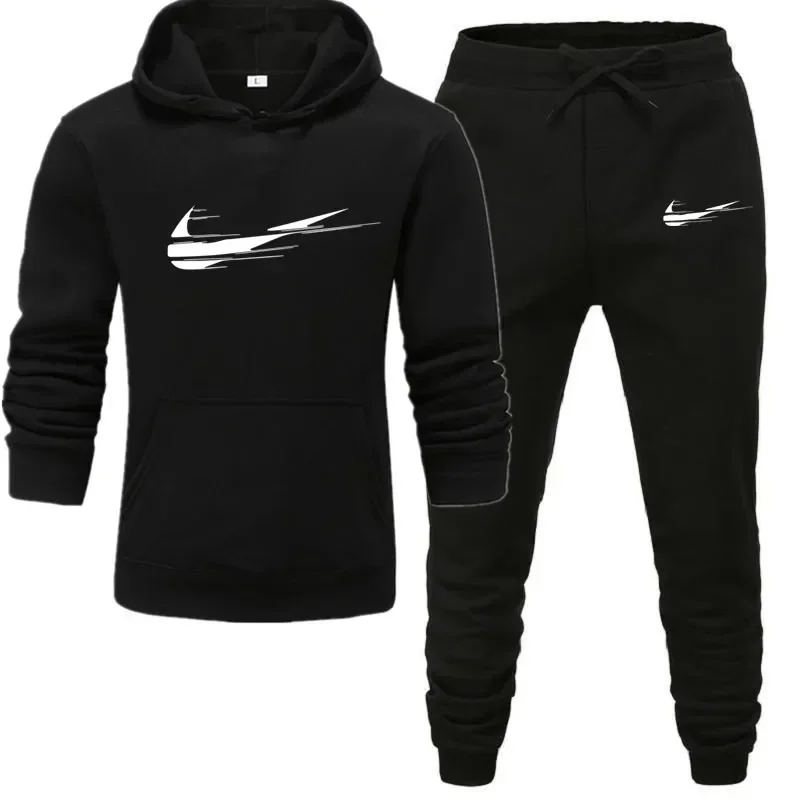 Men\'s Fleece Tracksuit Set, Sweatshirts, Plus Pants, 2 Sizes Hooded, 2 Pieces Hooded, FW22, Fashion, S-4XL, 2024