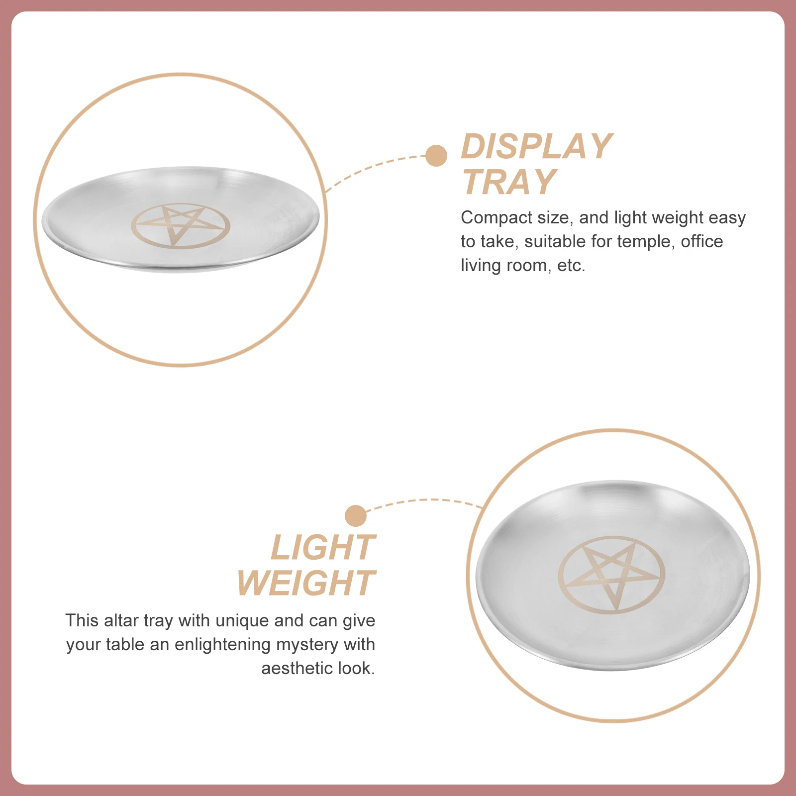 

Elegant Pentagram Plate Stainless Steel Decorative Tray for Table Centerpiece Stand Ritual Ceremony Pentagram Metal