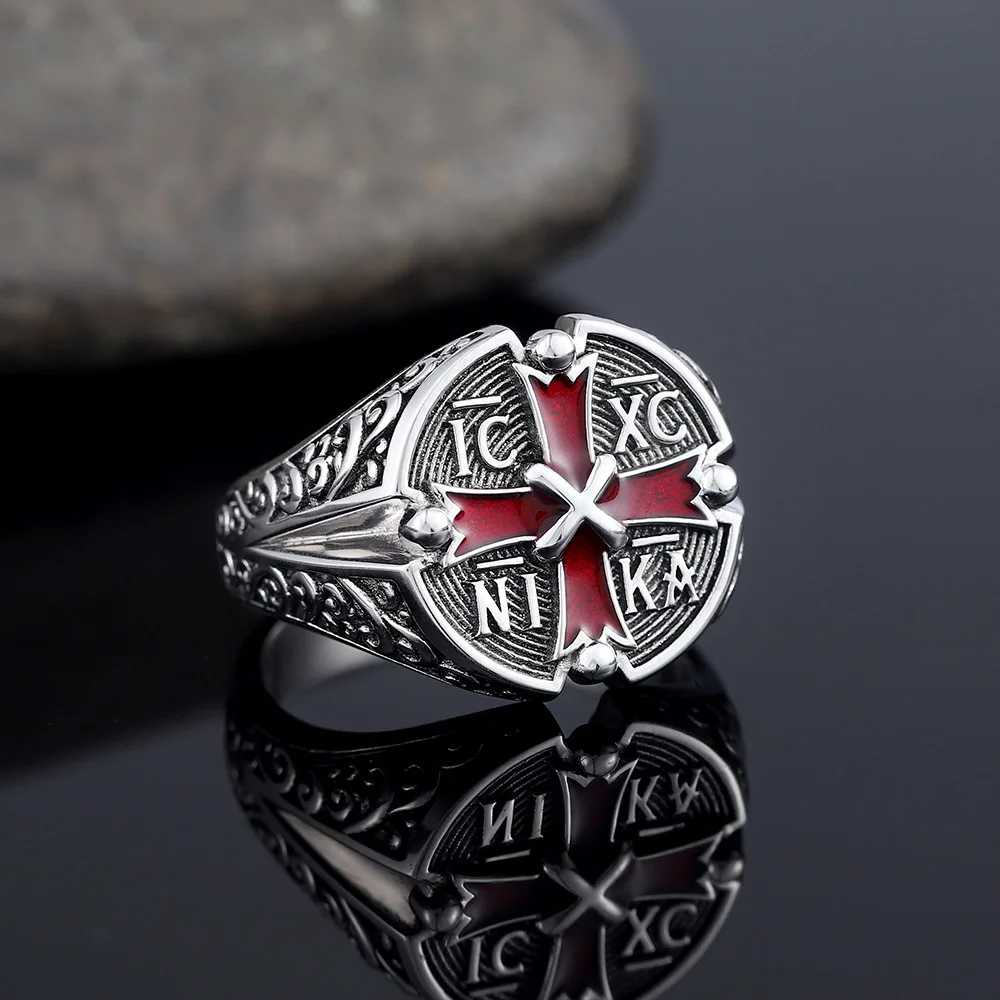 

Jesus Christ ICXCNIKA Conqueror's Victor's Cross PX Arabesquitic Sterling Silver Ring