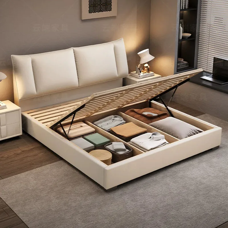 Modern Frame Bed Queen Double Luxury Storage Floor Girls Wooden Design Safe Bed Sleeping Princess Muebles Lounge Suite Furniture