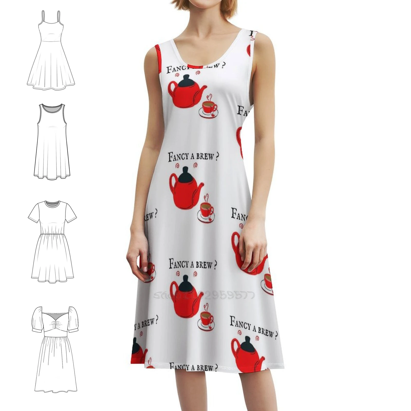 

Yorkshire Tea Floral Smock Dress For Women Spring Summer Casual Dress For Party Tea Lover Addict Yorkshire York Dress For Girls