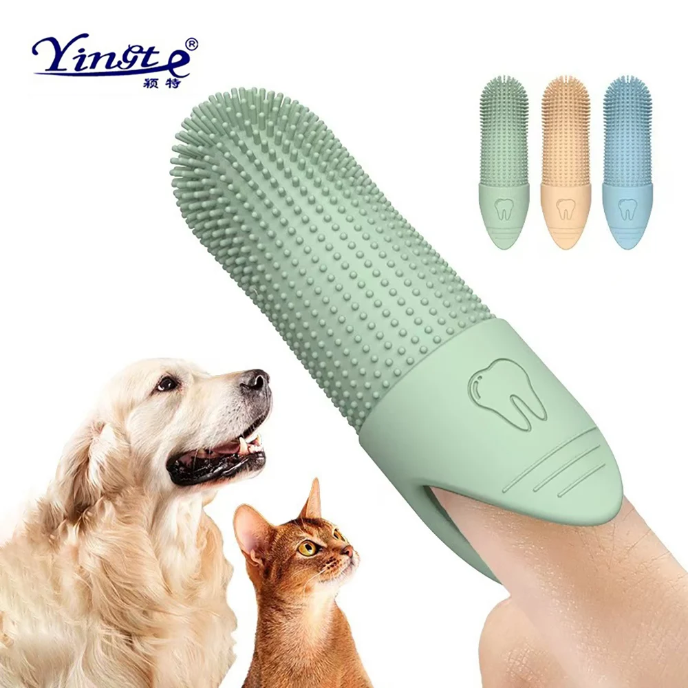 

Pet Specific Toothbrush 360 ° Cleaning Finger Toothbrush Silicone Soft Durable Cat/Dog Anti Bite Teeth Cleaning Care Products