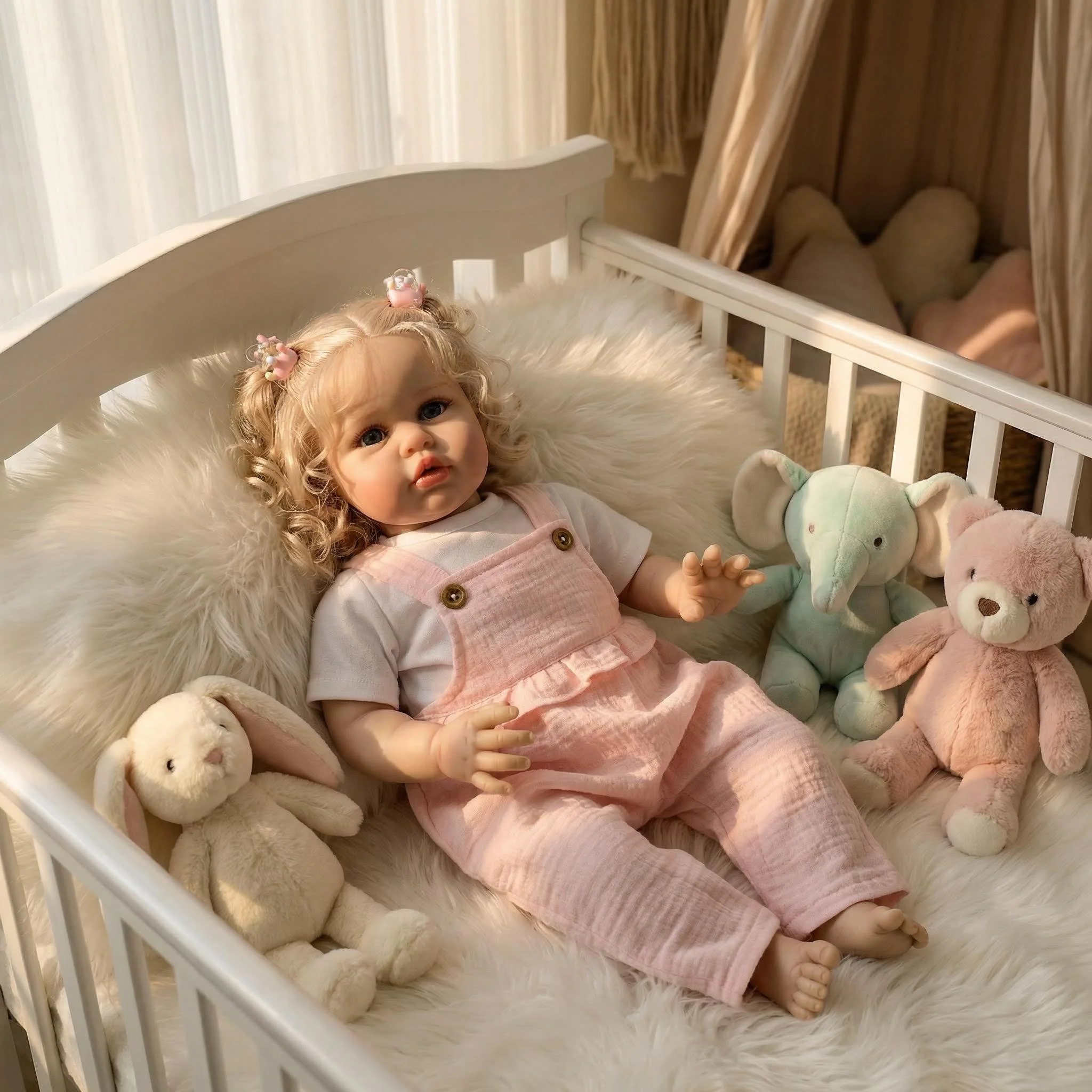 NPK 24inch/60cm Realistic Girl Baby Reborn Doll Load Soft Reborn Baby Doll Realistic Newborn Baby Doll