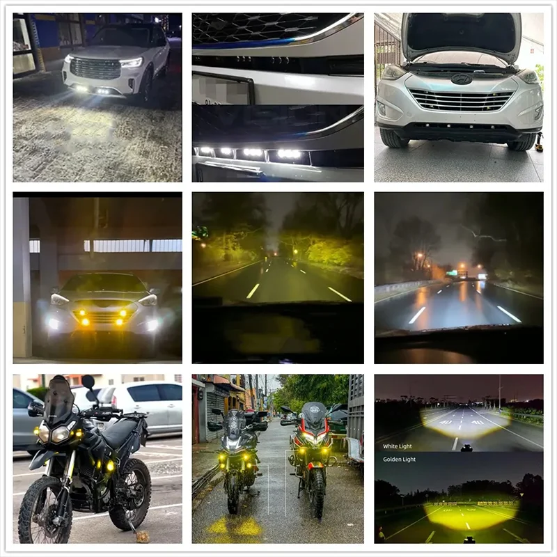 2PCS Car Grille Light Motorcycle Spotlight Auto Auxiliary Front Grille Running Light Amber/White  For Off Road Trunk SUV