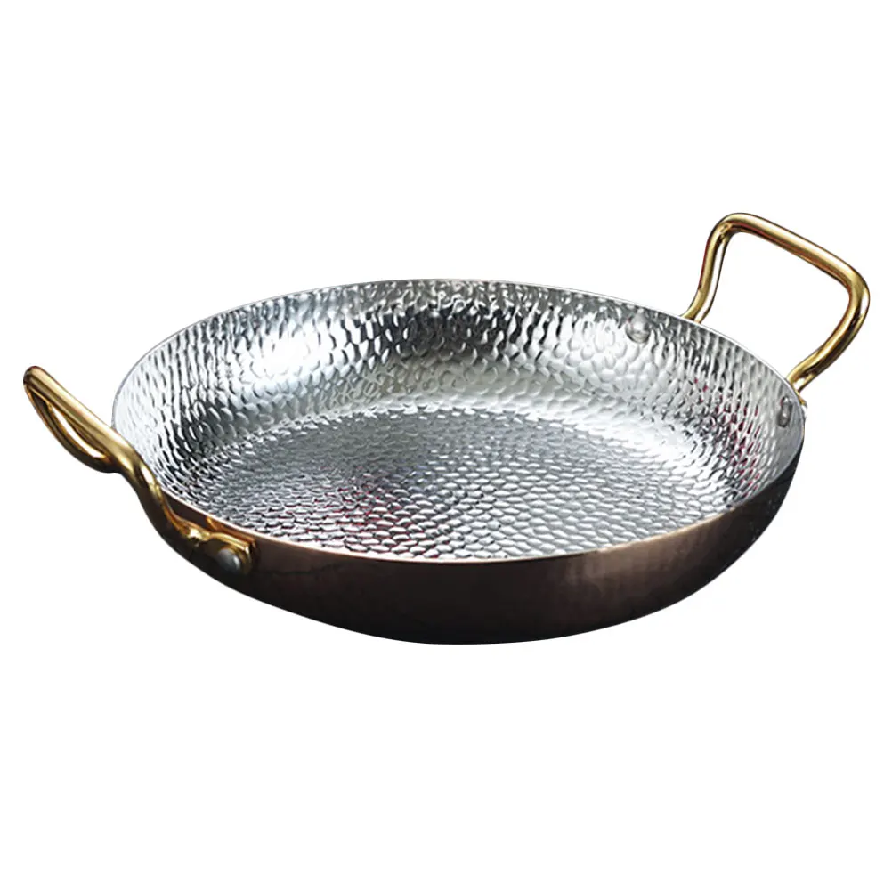 

Double Handle Pans 20cm Silver Dinner Camping Saucepan Stainless Steel Hot Paella Pan Kitchen Cooking Pot Hot Pot