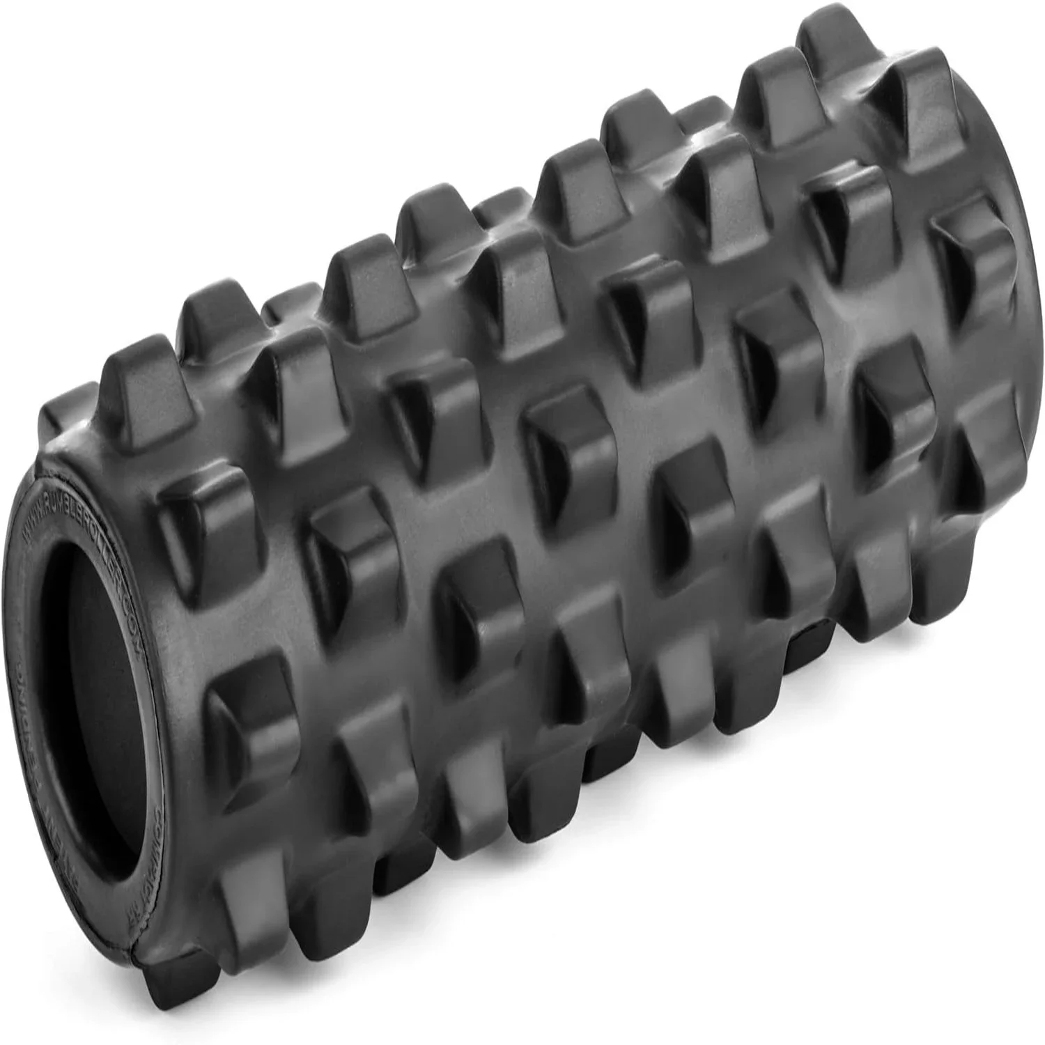 

Compact and Portable Black Textured Muscle Foam Roller - The Ultimate Go-To Recovery Tool for Athletes: RumbleRoller Extra Firm