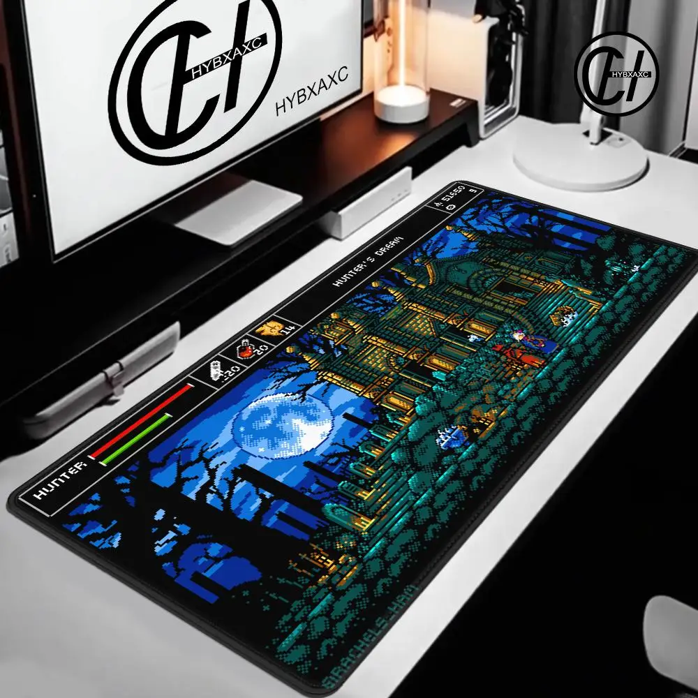 HYBXAXC Hunters Dream Desk Pad Large Gaming MousePad Bloodborne Pixel Art Office Mousepad Pc Accessories Setup Mouse Mat Playmat