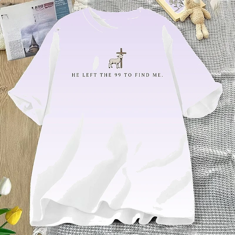 Free Shipping Cheap Women Clothing He Left The 99 T Shirt Christian Bible Verse Religious Short Sleeve Tee for Men Women