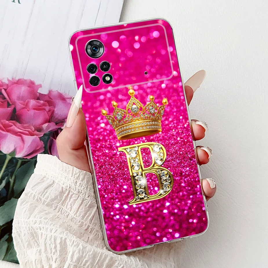 For Xiaomi Poco X4 Pro 5G Case Luxury Fashion Letters Cover Soft Silicone Phone Cases For Xiaomi Poco M4 Pro 4G 5G Fundas Bumper