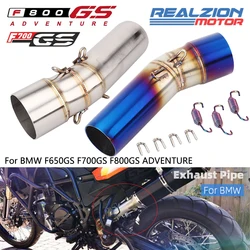 REALZION F700GS F800GS ADV Exhaust Pipe Middle Pipe Motorcycle Slip-On Link Pipe Connect Tube For BMW F650GS F700 F800 GS