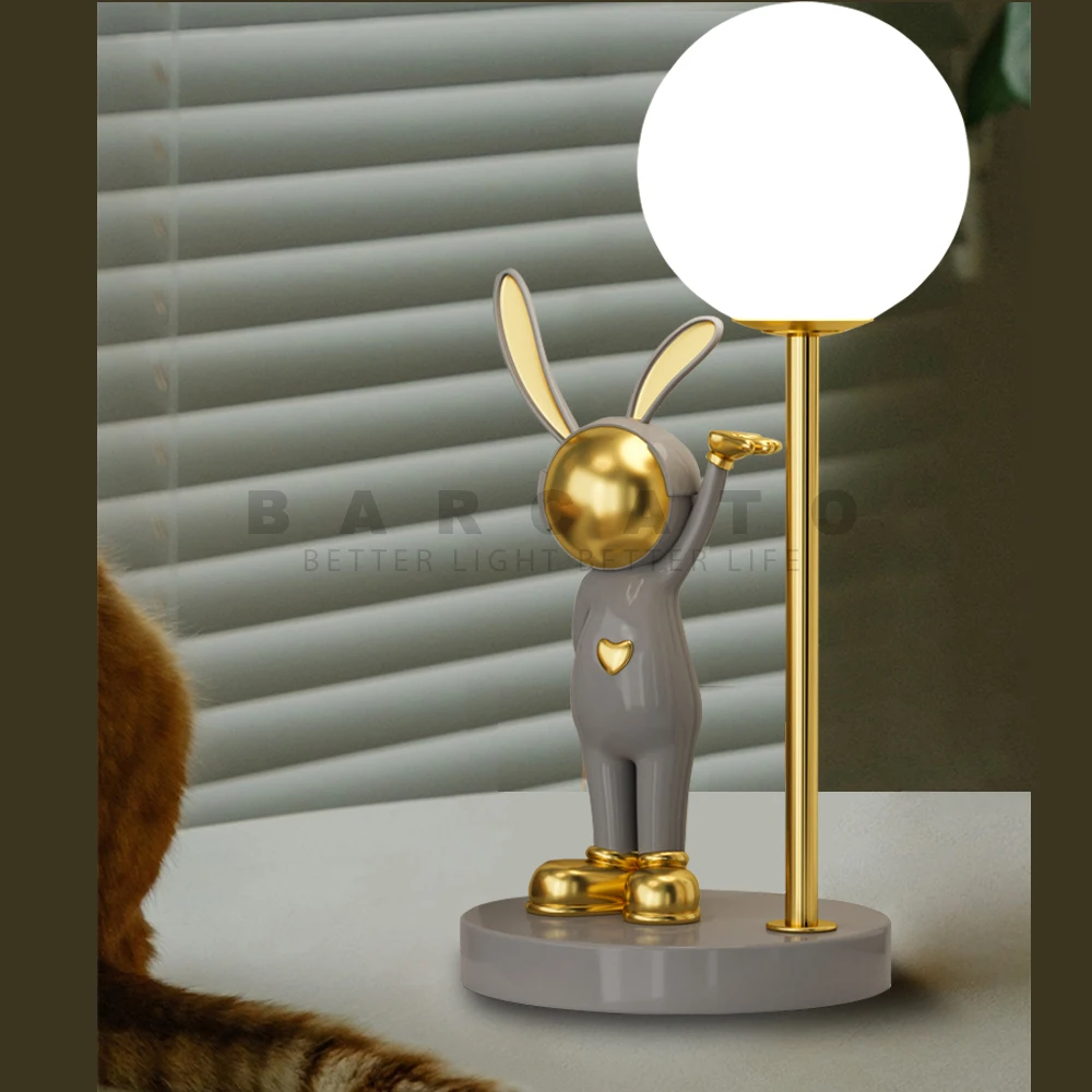 Lampe de Table lapin en résine, veilleuse, chambre à coucher, chevet, salon, chambre d'enfants, décoration de la maison, pour nouveau Couple, cadeau d'anniversaire