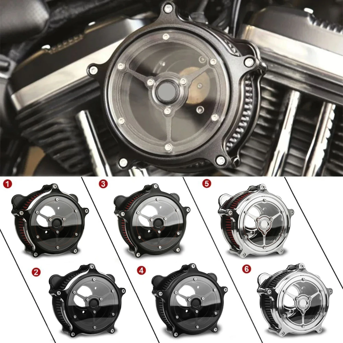 

For harley Contrast cut air intake cleaner filter Softail fat boy breakout Touring 08-16 street road glide CVO transparent