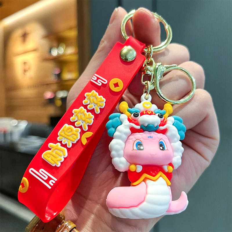 Creative Cute Spring Festival Snake Keychain Lucky Wealth New Year Pendant Chinese Style Snake Key Ring Bag Decoration Gifts