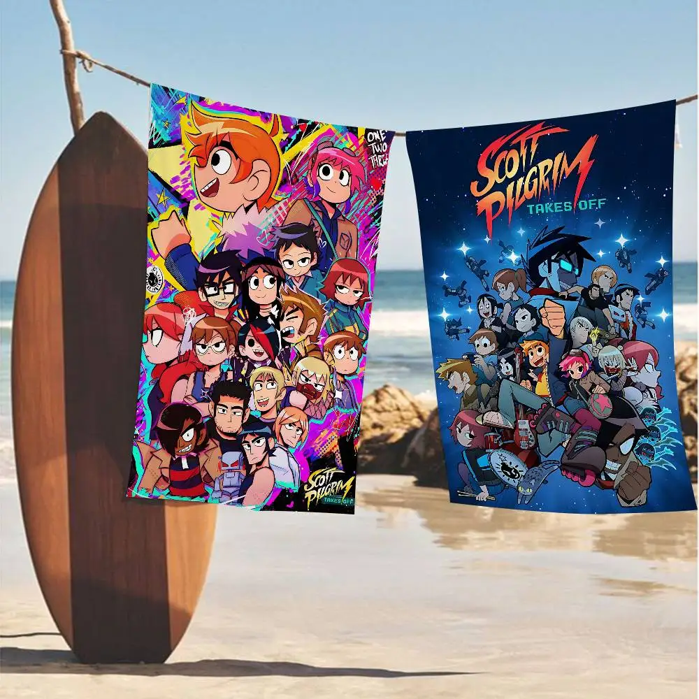 S-Scott Pilgrim vs the World Beach Towel Bath Towels for Girl Microfiber Quick Dry Custom Sand Free Beach Yoga Spa Gym Pool