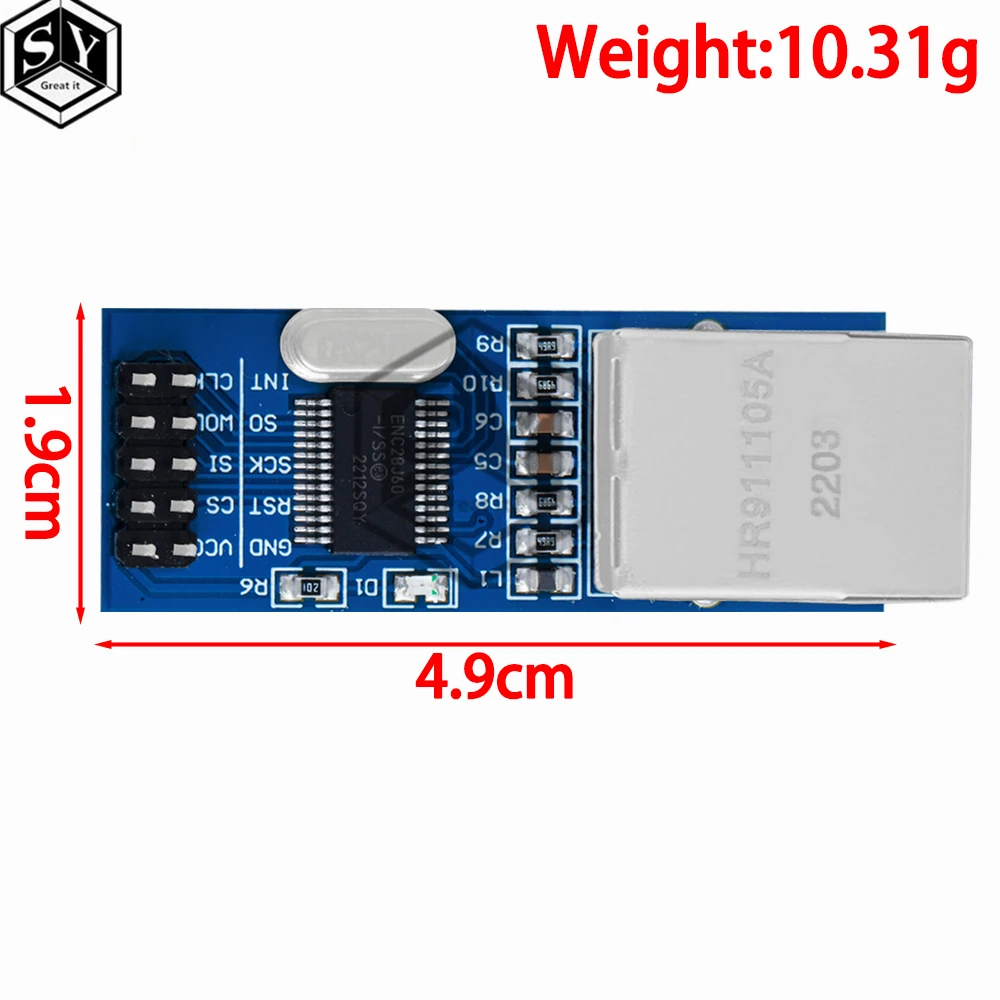 1 buah ENC28J60 Modul Jaringan LAN Ethernet Port SPI untuk Arduino 51LPC AVR ARM PIC