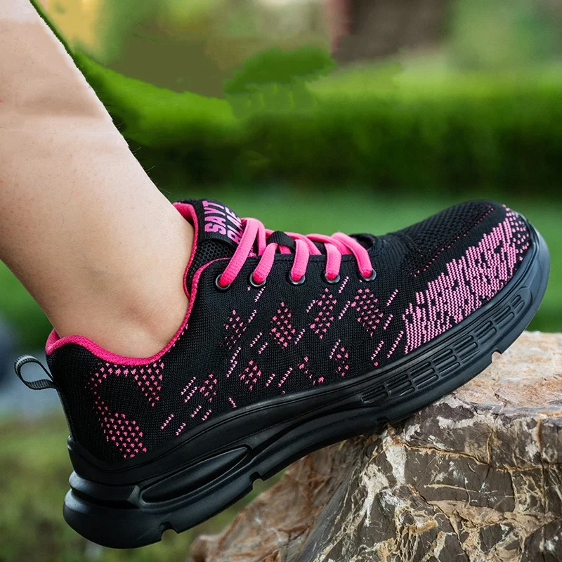

women's casual breathable steel toe covers working safety shoes summer worker safe shoe tooling securtiy low boots lady footwear
