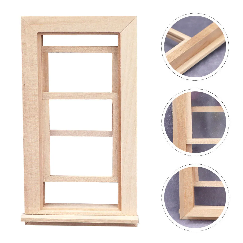 

2Pcs Miniature Wooden Dollhouse Windows and Doors Unfinished 1:12 Scale Sliding Frames for Dollhouse Furniture Accessories