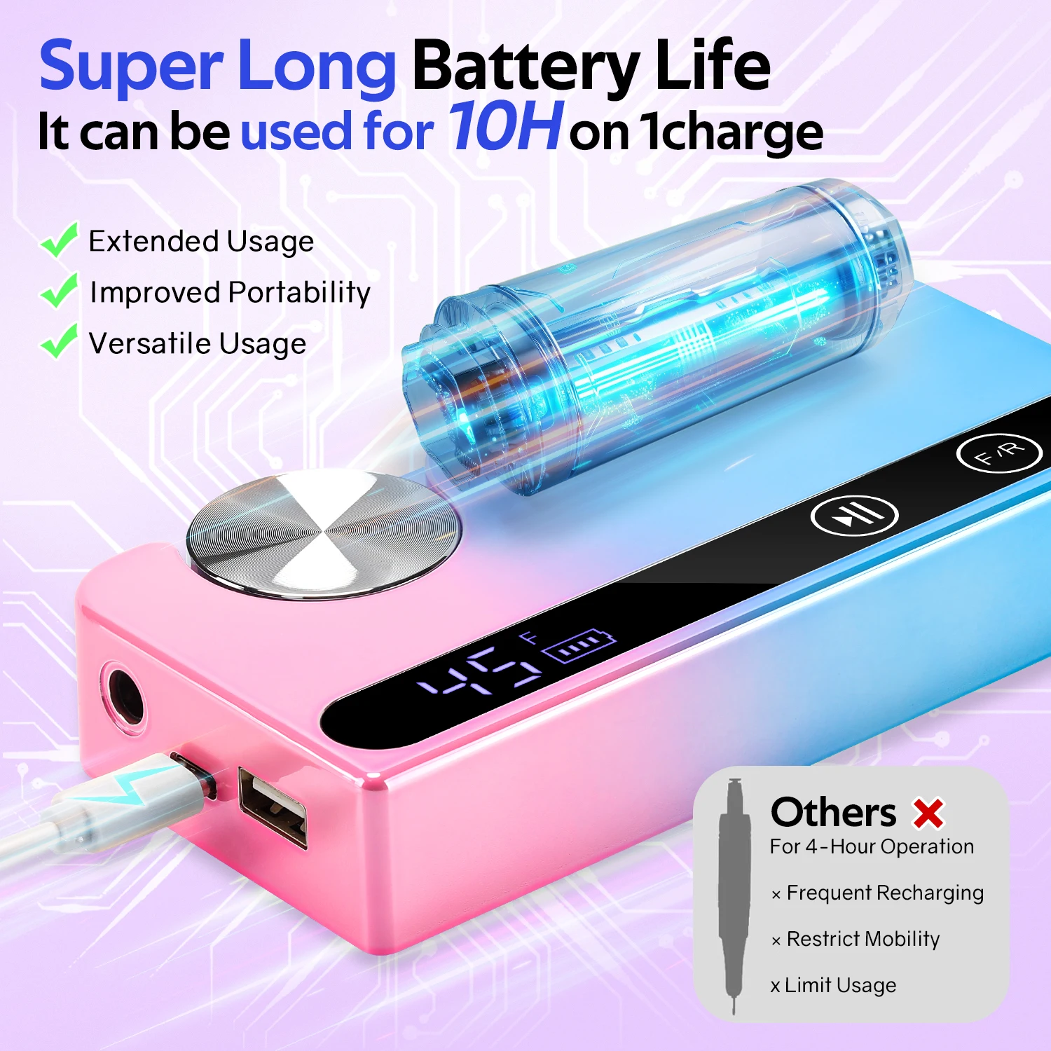 45000 دورة في الدقيقة آلة حفر الأظافر المحمولة جيل طلاء الأظافر ساندر الكهربائية المهنية مسمار مخرطة مع شاشة الكريستال السائل مسمار أدوات الرسم #4