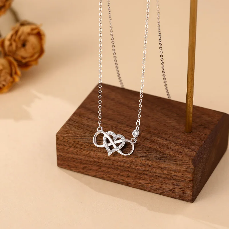 925 Sterling Silver Clear CZ Forever Love Heart Infinity Pendant Necklace for Women Valentine's Day Gift Fine Jewelry Choker