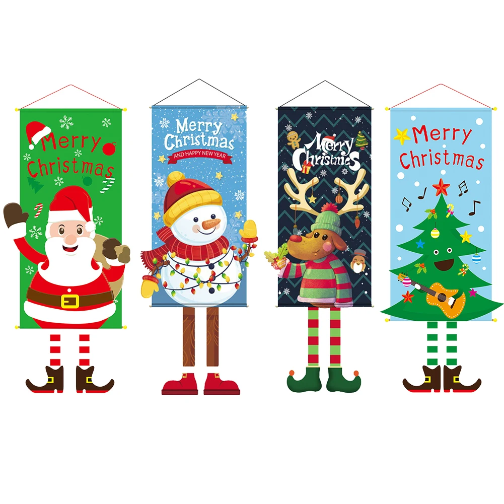 Large Christmas Snowman Hanging Flag Wall Hanging Banner Xmas Party Decor For Home 2025 New Year Navidad Natal Noel Decor