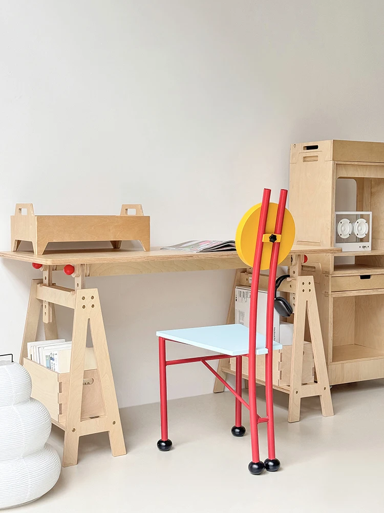 طاولة مكتب من الخشب الصلب قابلة للرفع من العصور الوسطى مستطيلة إبداعية #2