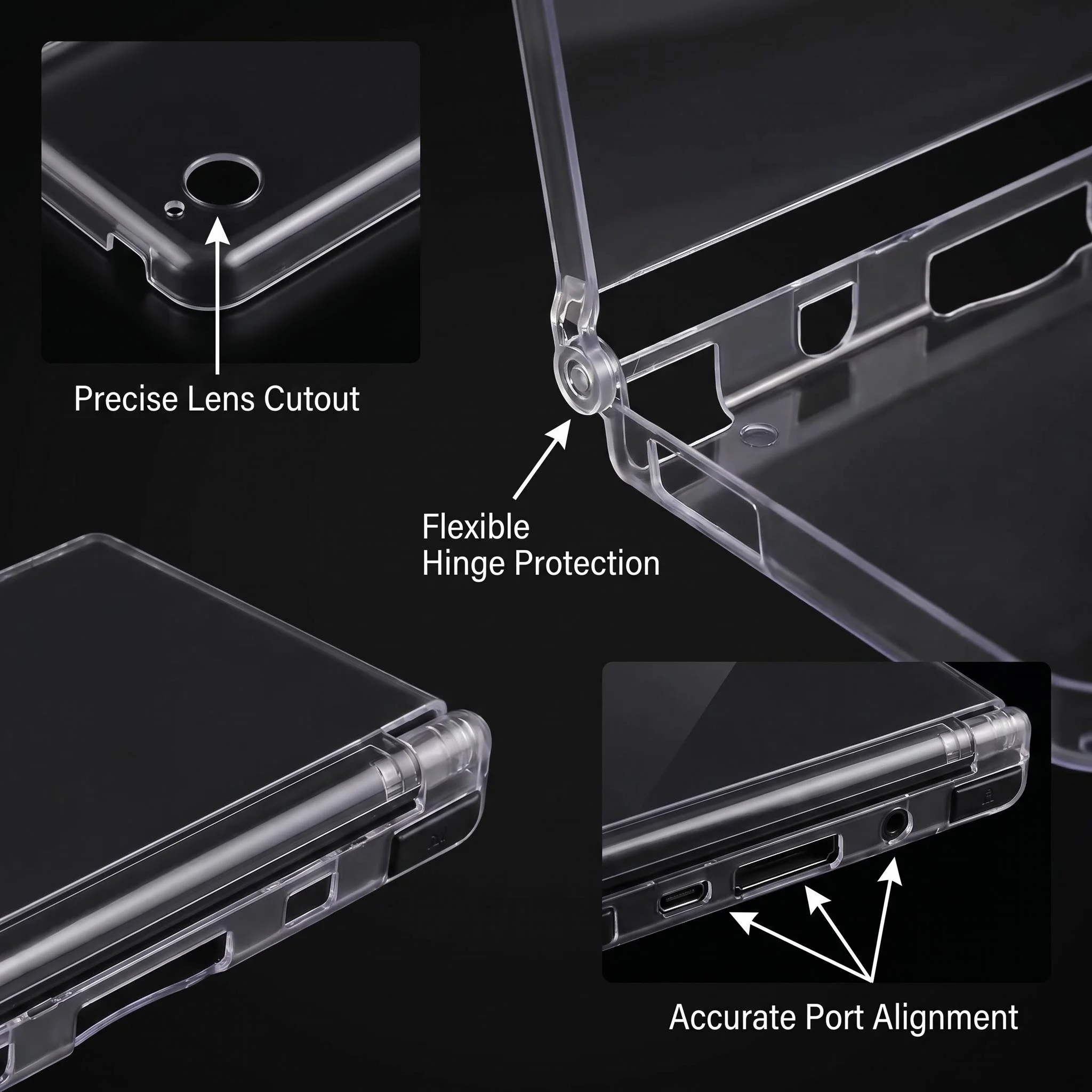 Clear Case For DSI NDSi XL LL Game Console Crystal Protective Shell Screen Protector Pet Film Transparent Skin Cover Accessories