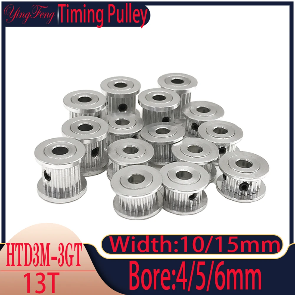 

2/5/10 HTD-3M 13 Tooth Timing Pulley Hole Diameter 4/5/6mm Synchronous Pulley AF Type Idler Pulley Width 10/15mm Tooth Pitch 3mm