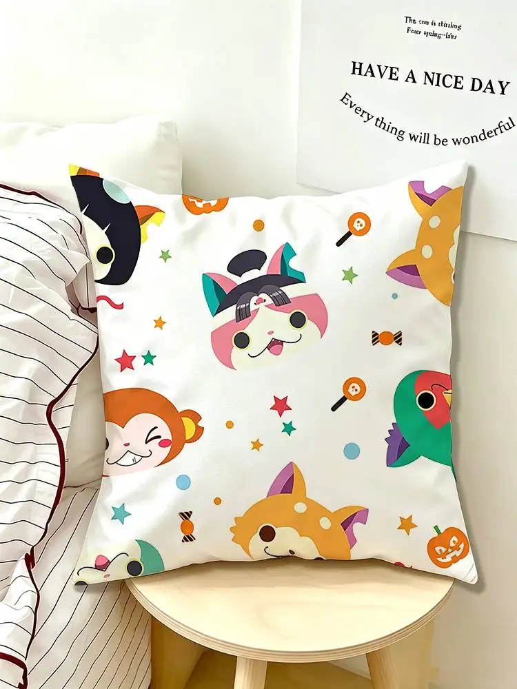 Cute Y-Yo-kai Watch Komasan  Pillow Case Pattern Printed Pillowcase For Living Room Sofa Cushion Cover