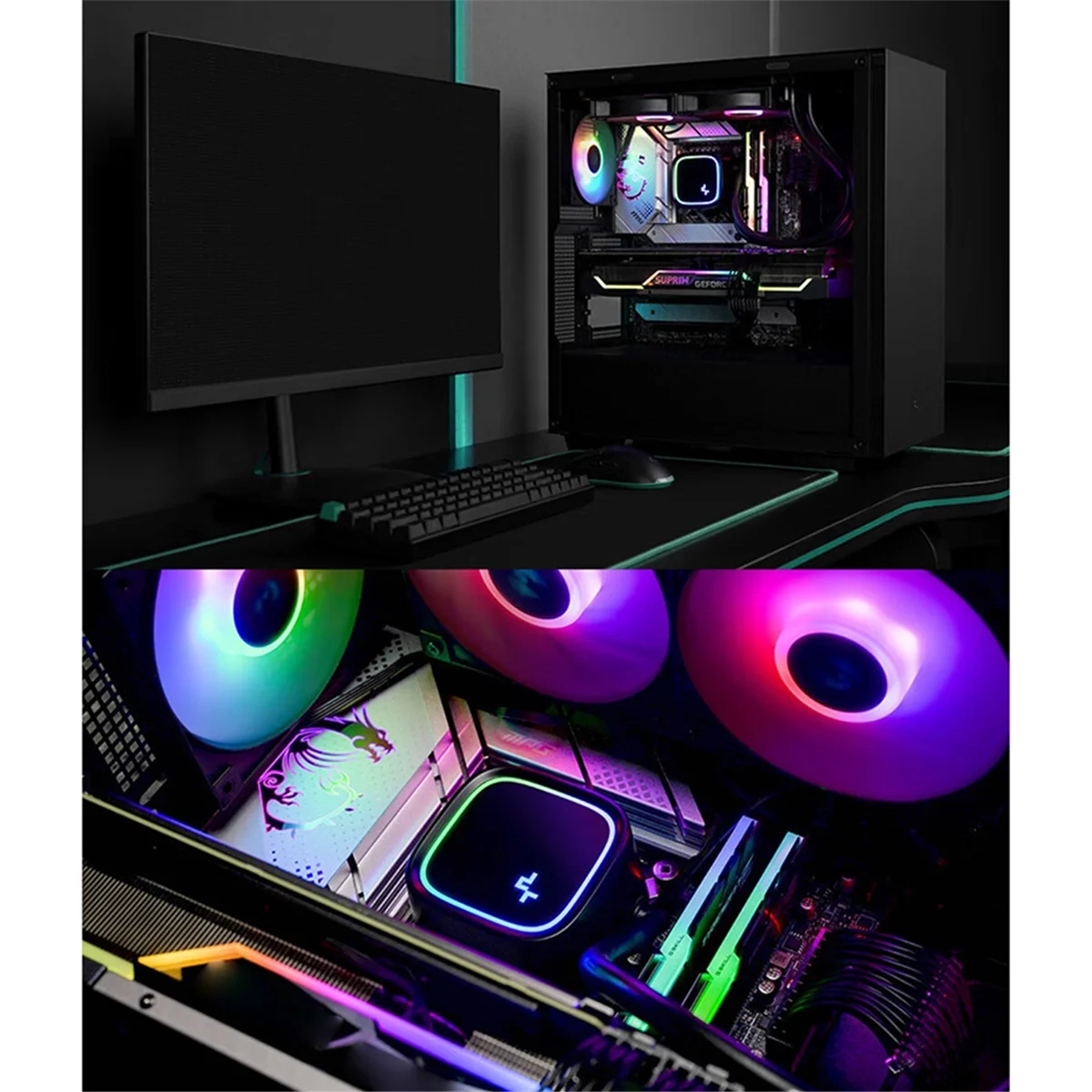 ONCE Computer CPU Radiator LS520 SE Digital 240mm CPU AIO Liquid Cooler with 4th Gen Dual-Chamber Pump, ARGB Fans