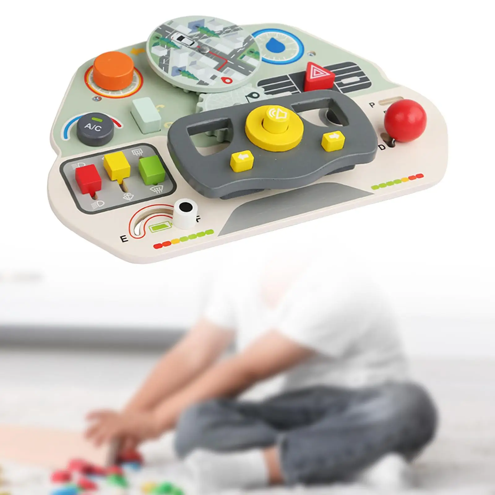 Steering Wheel Toy Early Learning Motor Skills Simulating Scene Travel Toy Busy Board for Home Plane Gifts Activities Preschool