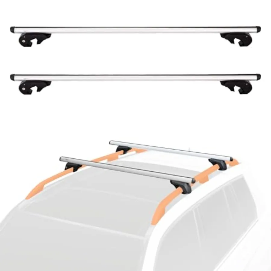

Cross Rail Roof Rack 56 inches Fits up to 49.6" Spans between Raised Side Rails with Gap Pack of 2 Black/Silver