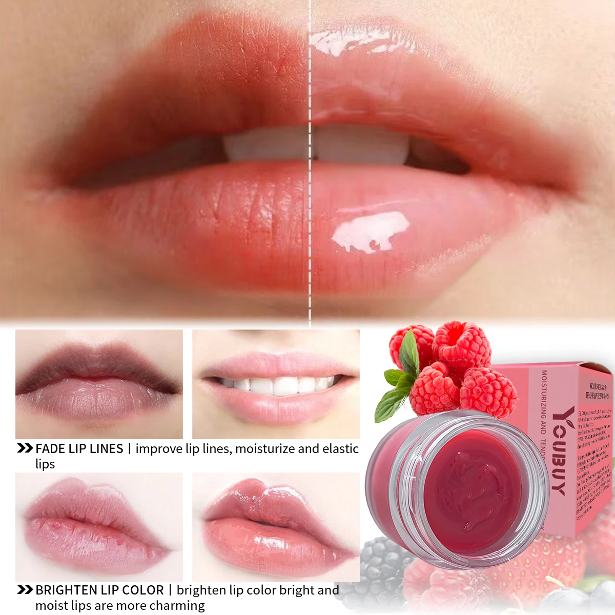 Youbuy Bicolor Lip Mask 20g Exfoliate and Fade Lip Lines Sleep Repair Lipstick Moisturize and Prevent Dryness