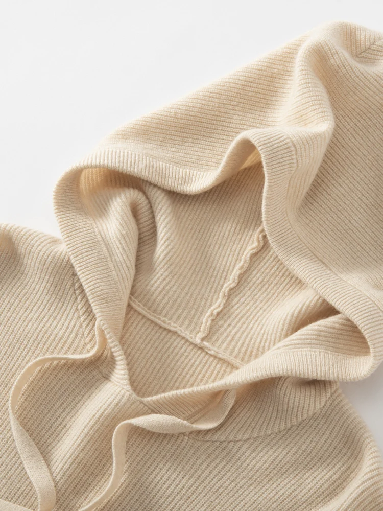 Tloml feminino 100% vestidos de camisola de caxemira com capuz vestidos de uma peça outono inverno macio quente malhas de caxemira casual estilo simples