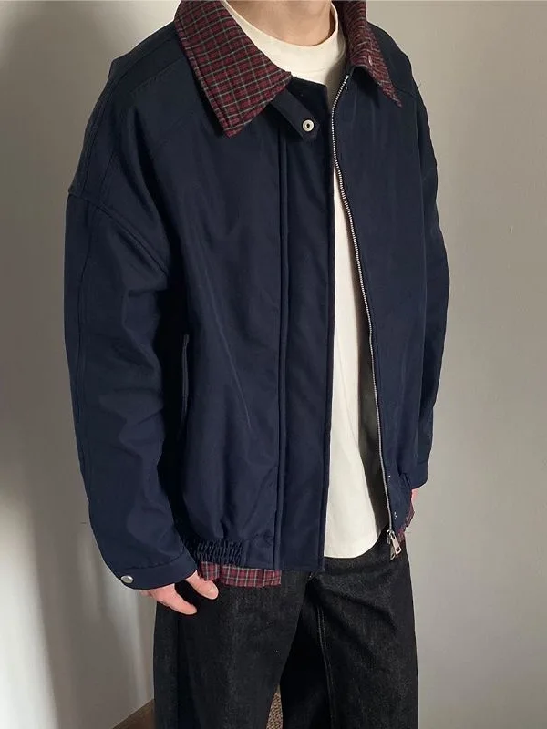 

Loose Fit Plaid Baseball Sle Jaet for Men Spring Autumn Trendy Brand Heavyweight Workwear Outerwear Youth ular