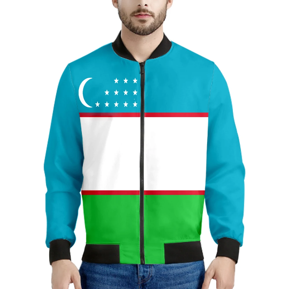 Uzbekistan Zipper Jacket Free Custom Made Name Number Team Logo Uz Coat Country Ozbekiston Nation Uzbek Flag Print Photo Clothes