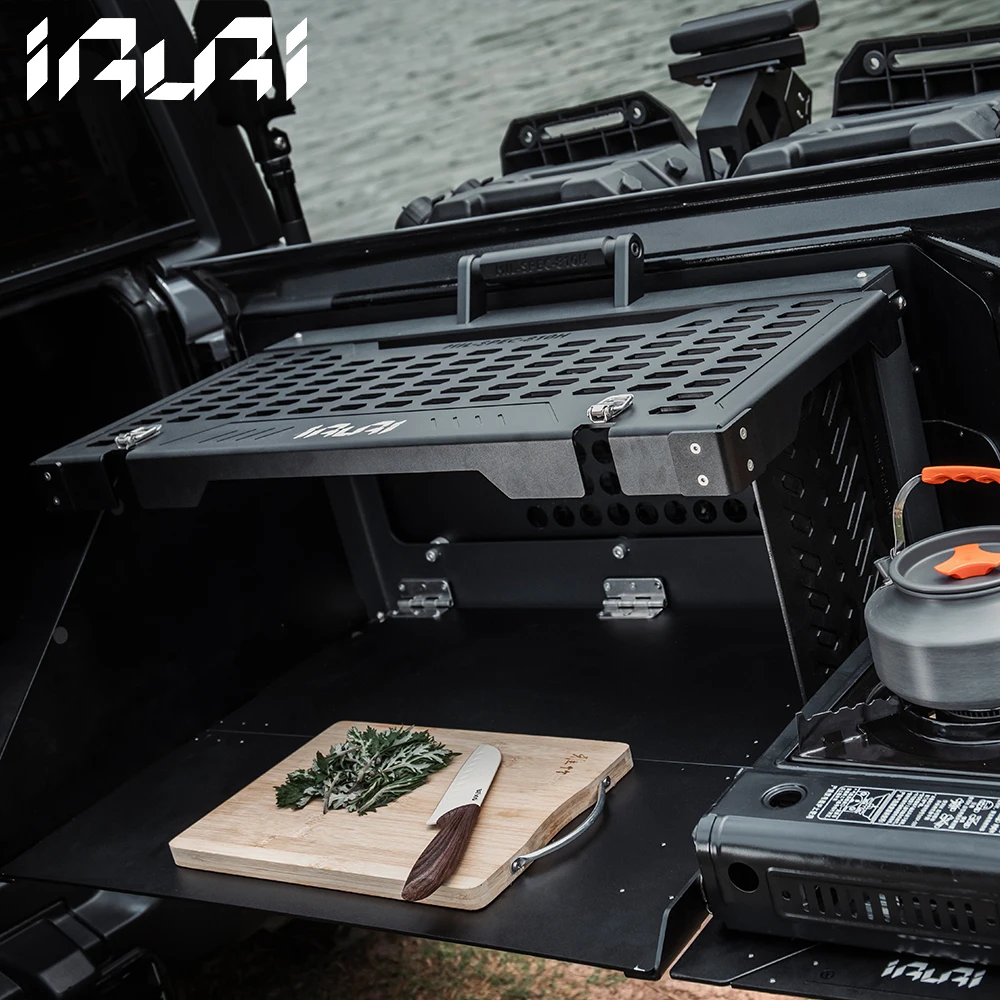 IRURI aluminum-Magnesium Alloy Tailgate Table Cargo Shelf Tail Door Platform Modification Kit, Fit for Jeep Wrangler JL