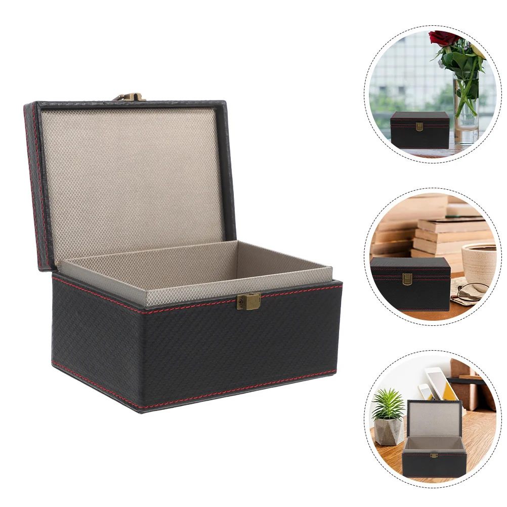 

Car Key Organizer Box Carbon Fiber Pu Large Capacity Storage For Phone Keys Coins Faraday Cage Car Accessories Organizer