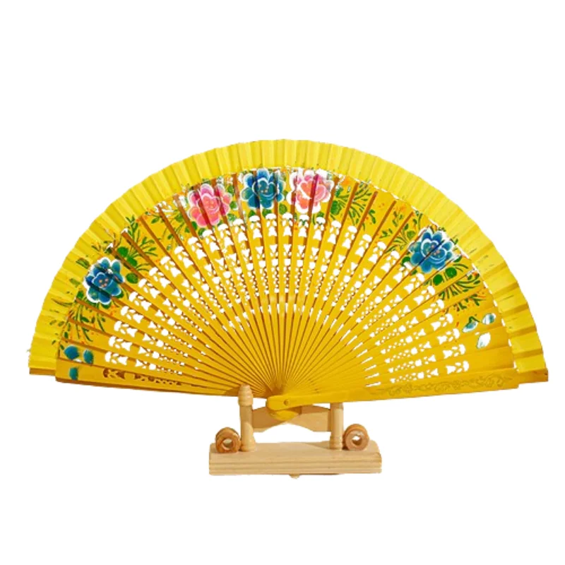 Folding Fan Wood Spanish Fan for Dancing Printing Hand Folding Fan Home Decoration Ornaments Craft Gifts for Guest