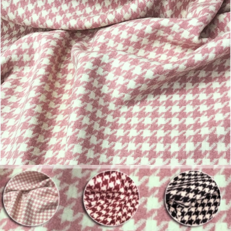 

100% Wool Check Double-sided Fabric Brand Fashion Design Autumn Winter Coat Cloth by the Meter for Sewing Diy Material Wholesale
