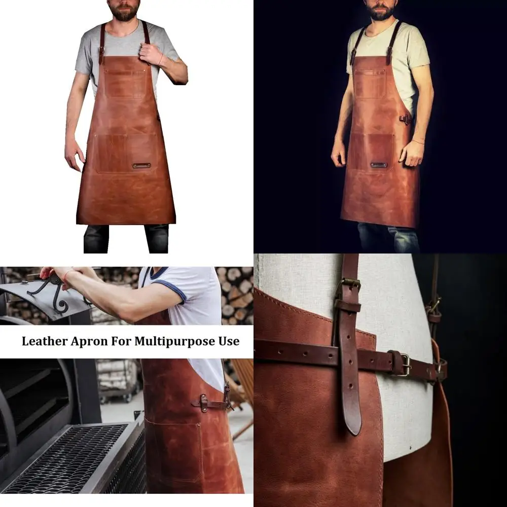 

Leather BBQ Grill Apron for Chefs and Bartenders - Adjustable Kitchen Apron, Perfect Gift for Culinary Enthusiasts