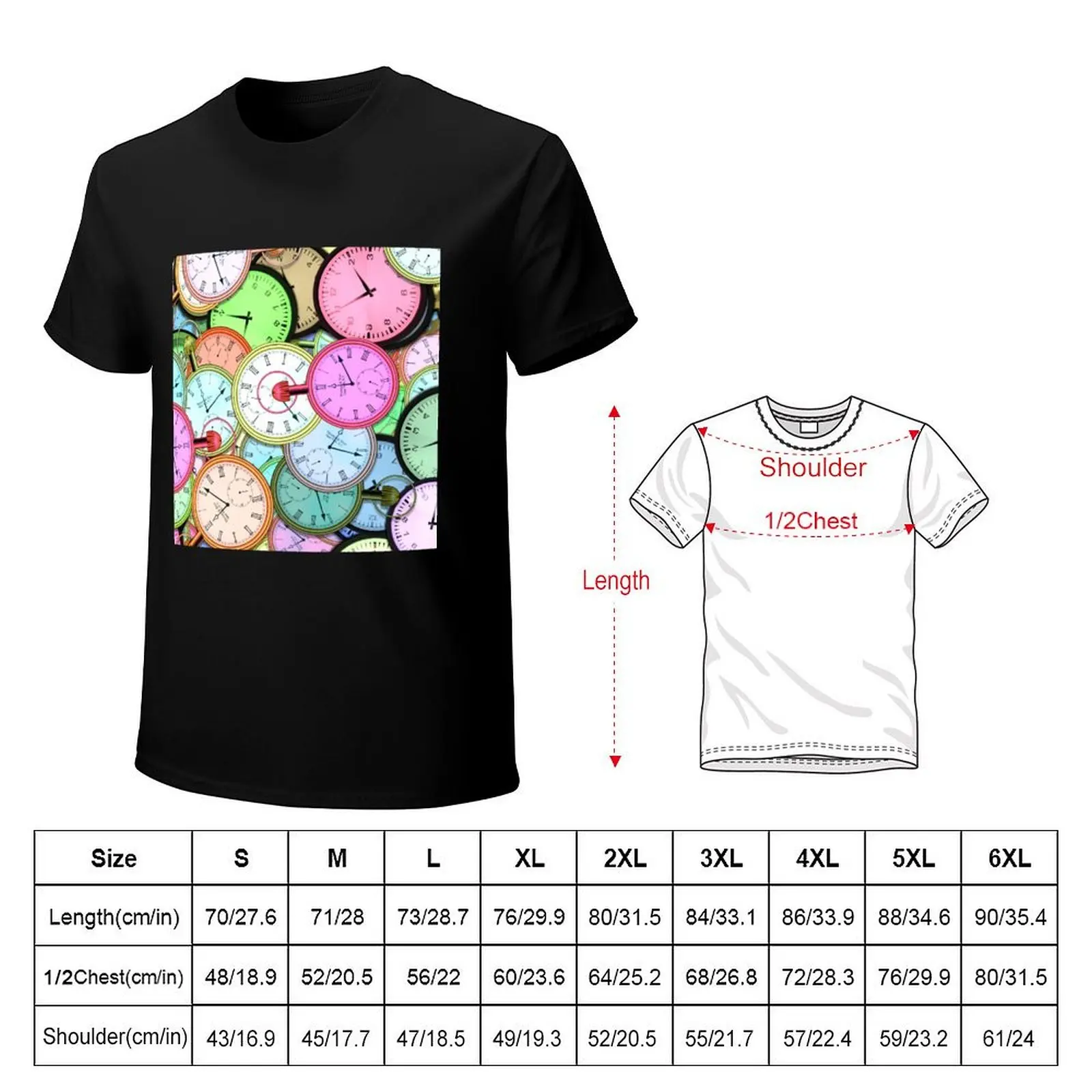 Colourful Clocks T-Shirt cotton t shirt pack T-Shirt