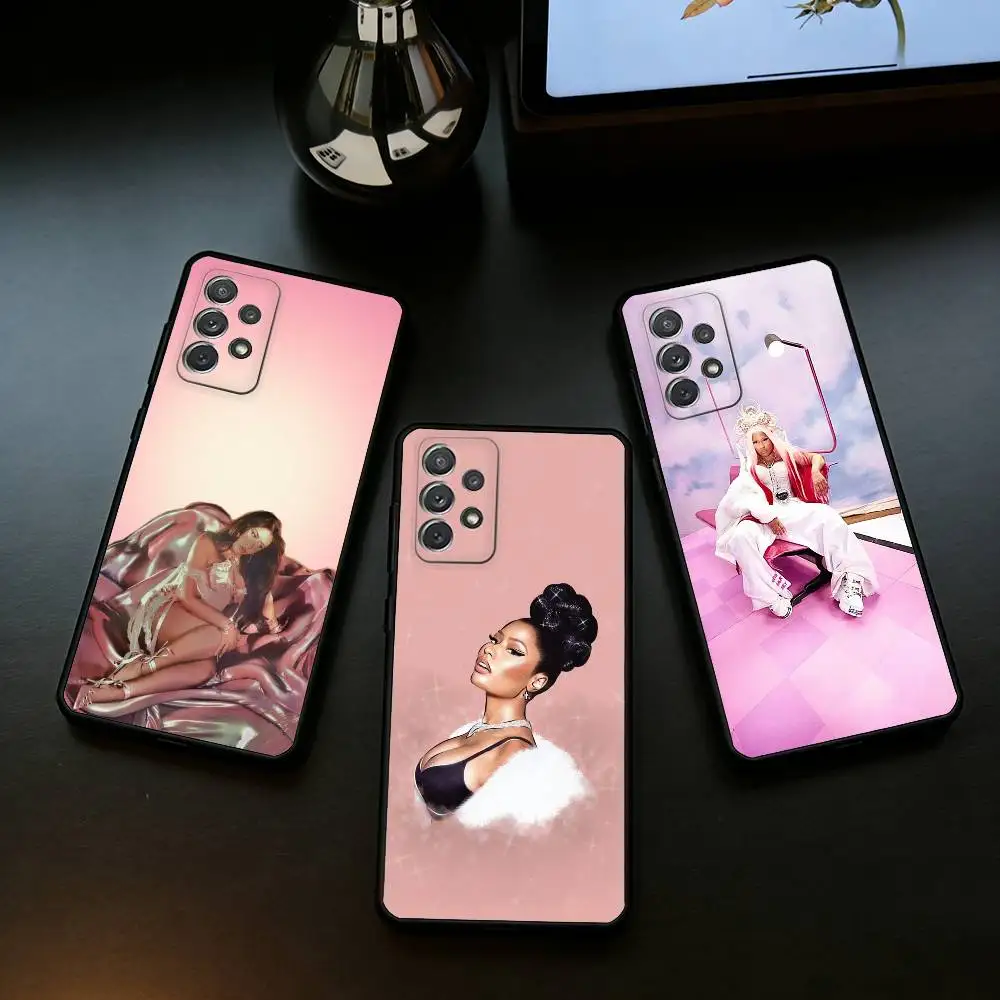 N-Nicki Singer Minaj Soft Silicone Black Cover Phone Case For Samsung Galaxy A73,A72,A71,A70,A53,A52,A51